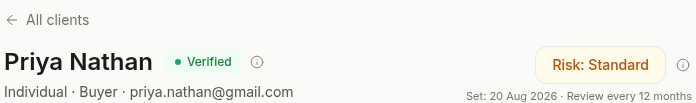 Client record, verified